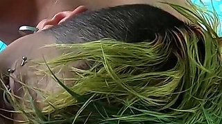 Cock sucking with cum swallow, standing on table