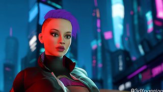 Neon Heat. Passionate sex with busty hot street girl in the neon room