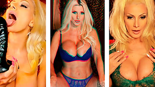 Sexy Blonde Brittany Andrews Pokes Her Pussy and Licks Her Big Tits!