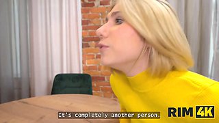 Rim4k. couple instructing their blonde homie how to rim and make the boy sperm