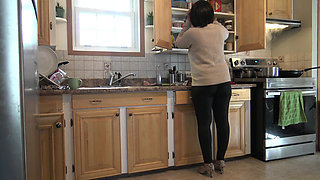 Stepmother Has Rough Kitchen Sex with Horny Stepson