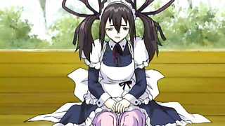 Chained hentai maid gets ass toying
