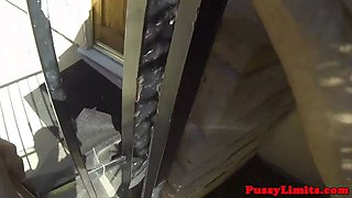 Jogging crud roughly pussypounded by male domination