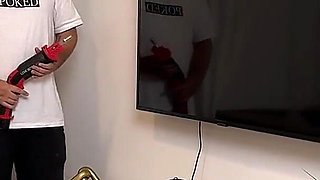 Repairman Drills My Pussy with Fuck Machine Until I Squirt so Good!