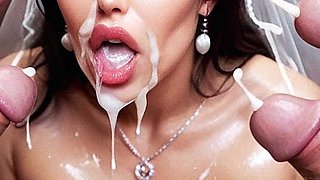 Amelia and Oscar Sex in Bukkake Wedding Party.bride Curvy Woman with Big Tits, Big Dick,cumshot, Cuckold, Bukkake