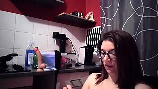 Amateur brunette toys and fucks
