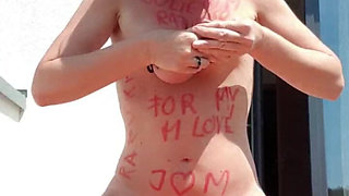 Julie Spanking Titts and Pussy Outdoor