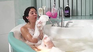 cute teen Katty West masturbating in the bathtub