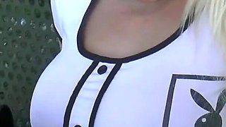 Busty blonde ass fucked in the park