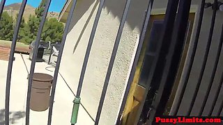 Jogging skank harshly pussypounded by male domination