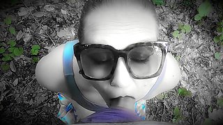 Amateur deepthroat session outdoors by Lady Lilac 420 in the woods