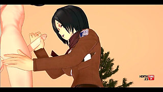 Shingeki No Kyojin Hentai - Mikasa Jerks off Eren, and Then He Fucks Her - Asian Japanese Manga Anime Hentai 3D Porn