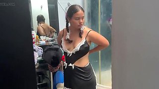 Stepson Fucks Big Ass Latina Maid Hired By Stepmom - Homemade POV Sex