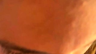 Brunette teen swallowing cum in POV blowjob