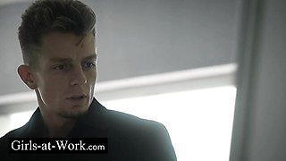 Girls At Work featuring Anita Rover's natural boobs clip