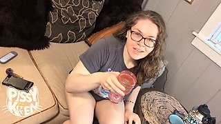 Pissy-Kitten takes it all as a human urinal with some golden showers