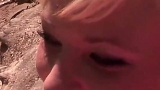 Horny blonde gets fucked outdoors by BBC