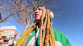 Ebony Luna Black recognizes me on the street and takes me to her house to fuck me mercilessly