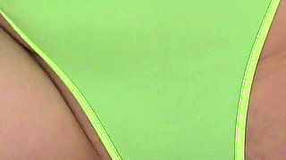 Green High Cut Thong Leotard Wedgie Camel Toe, Big Tits Japanese Girl Sexy Fitness