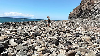 triple sex with blonde and brunette on nudist beach