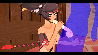 Genshin Impact Hentai - Xinyan Handjob and Blowjob - Japanese Asian Manga Anime Film Game Porn