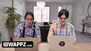 Swappz - hot stepsisters Alex Coal and Kenna James pound their nerdy stepbros