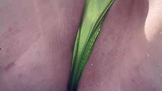 Horny Milf Artemisia Love at the Public Beach In Florida Showing her juicy Pussy in a Micro Bikini