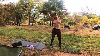 Hot Stepmom Flashes Her Tight Pantyhose Ass While Camping - Sammi Starfish