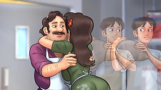 Raunchy anime cartoon features monster and sexy stepmom getting involved in wild action