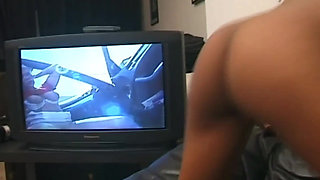 This Black Girl Masturbates with a Fake Cock While Watching Porn Then Gets Fucked by a Real One