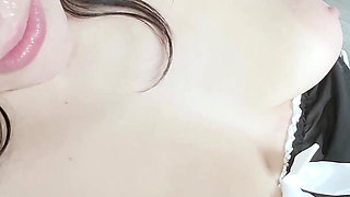 POV Naughty Maid Deepthroat Blowjob Wild Cowgirl Ride on Her Knees Facial! Alexa Chains