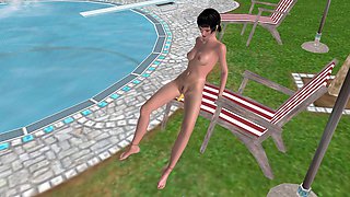 3D Animated Sex Videos: Beautiful Girl Masturbating with a Banana