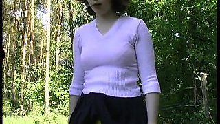 Young redhead slut walks in the woods and loves to gets fucked hard in the grass!