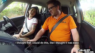 Inked Asian Babe Pussy Licked By Driving Tutor During Sex