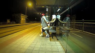 Risky Bus Stop Sex with Young Stepsis - Big Tits Latina Gets Creampie & Orgasm