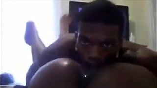 Ebony Squirts on Webcam: Eating Good!