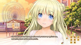 Platinum-blonde babe gets internal cum shot in an anime love cube