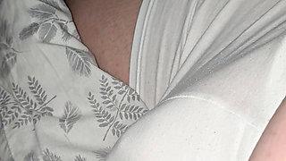Step mom hand slip under step son underwear touching and handjob his dick