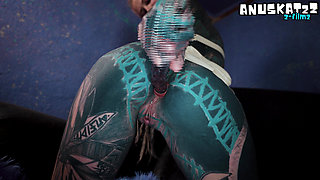 Anal Masturbation and Squirt - Tattoo Girl in Latex - Gapes and Prolapse, ATM
