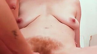 Fit Blonde Gets Her Panties Pulled Aside for Cunnilingus and Fingering by Her Hairy Girlfriend