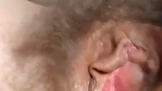 Very Hairy Pussy Opening and Gaping Close up