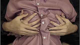 A Guy Crushes My Breasts And Nipples Through A Shirt // Tits Massage