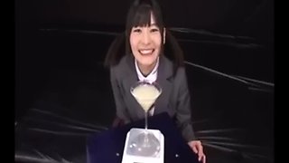 Japanese cutie eats a lot of cum. gokkun