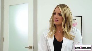Blonde Nurse In Licks A Busty Schoolgirls Pussy And Gets R