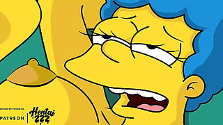 Hentai Simpsons Cheating - Marge Fucks Carl Doggystyle Creampie