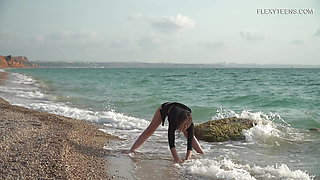 Hot acrobatics at the sea with Kim Nadara