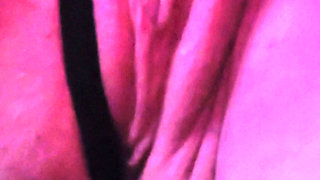 Muscular woman with big grunts with lust and dirty after waking up