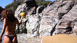 Tiny Mexican teen beauty beach posing