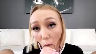Blonde teen with braces blows on casting