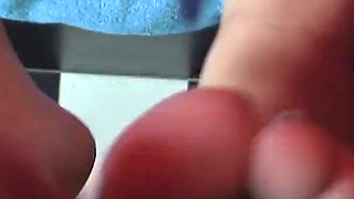 Slave Sara doing footjob and deepthroat training - Part 1
